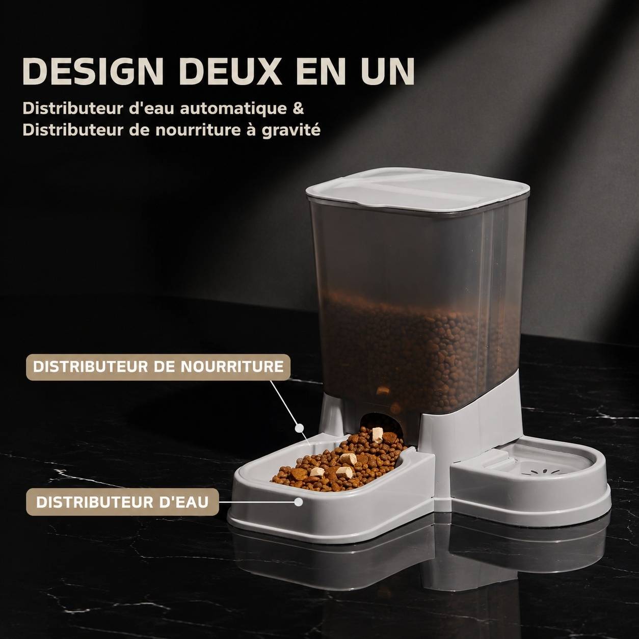Distributeur Automatique 2 en 1 Nourriture et Eau pour Chat et Petit Chien Filtre Inclus Sans BPA - Image 4