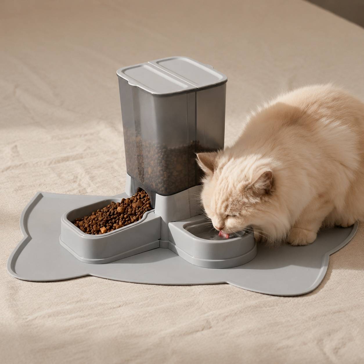 Distributeur Automatique 2 en 1 Nourriture et Eau pour Chat et Petit Chien Filtre Inclus Sans BPA - Image 2