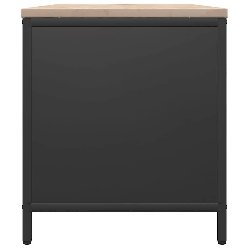 Banc range-bûches en acier avec assise en bois Stockage bois intérieur 100cm Noir - ComfortXL Outdoor Living - Image 7