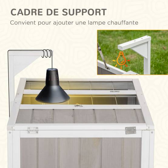 Maison enclos cage pour petit animal tortue avec 2 espaces dim. 91,5L x 61l x 33H cm - bois de sapin - Image 7