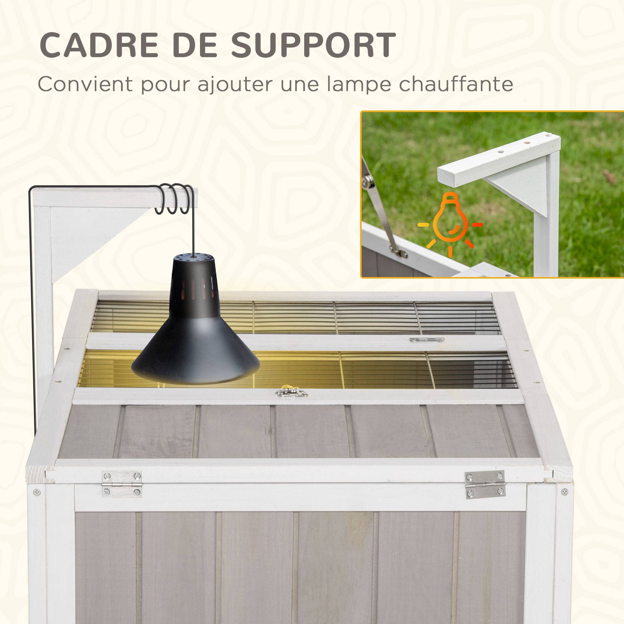 Maison enclos cage pour petit animal tortue avec 2 espaces dim. 91,5L x 61l x 33H cm - bois de sapin - Image 7