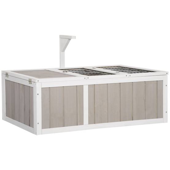 Maison enclos cage pour petit animal tortue avec 2 espaces dim. 91,5L x 61l x 33H cm - bois de sapin - Image 1