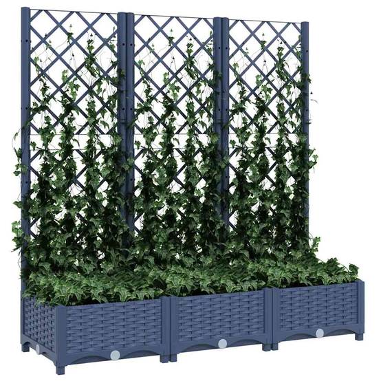 Vidaxl - Jardinière avec treillis bleu gris 120x40x121,5 cm PP vidaXL 318252 - Image 8