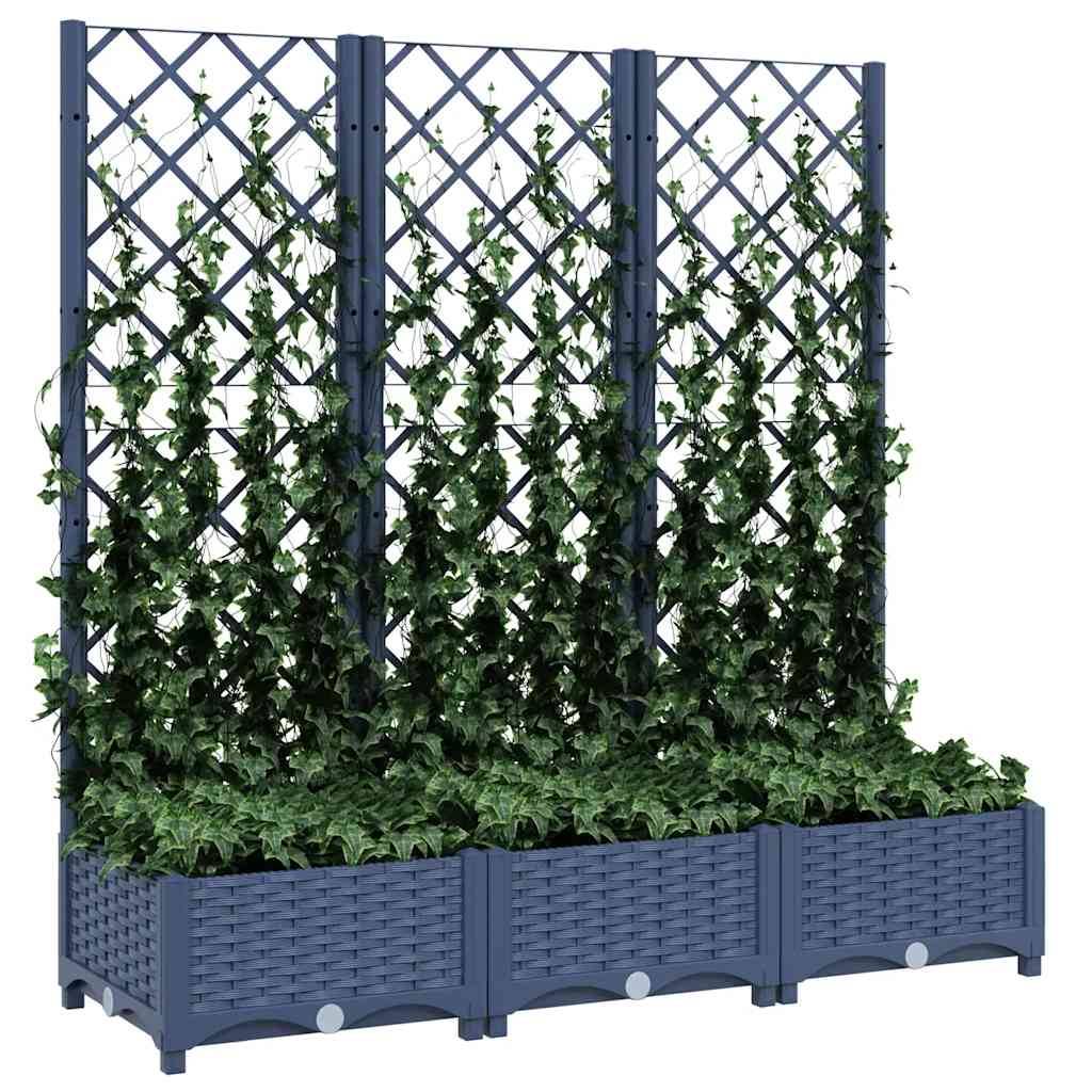 Vidaxl - Jardinière avec treillis bleu gris 120x40x121,5 cm PP vidaXL 318252 - Image 8