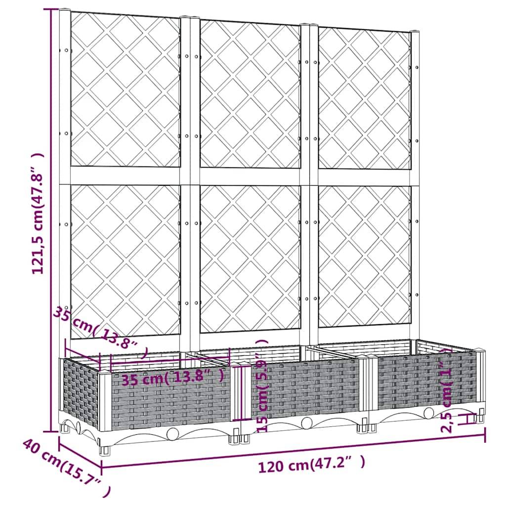 Vidaxl - Jardinière avec treillis bleu gris 120x40x121,5 cm PP vidaXL 318252 - Image 3