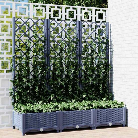 Vidaxl - Jardinière avec treillis bleu gris 120x40x121,5 cm PP vidaXL 318252 - Image 1