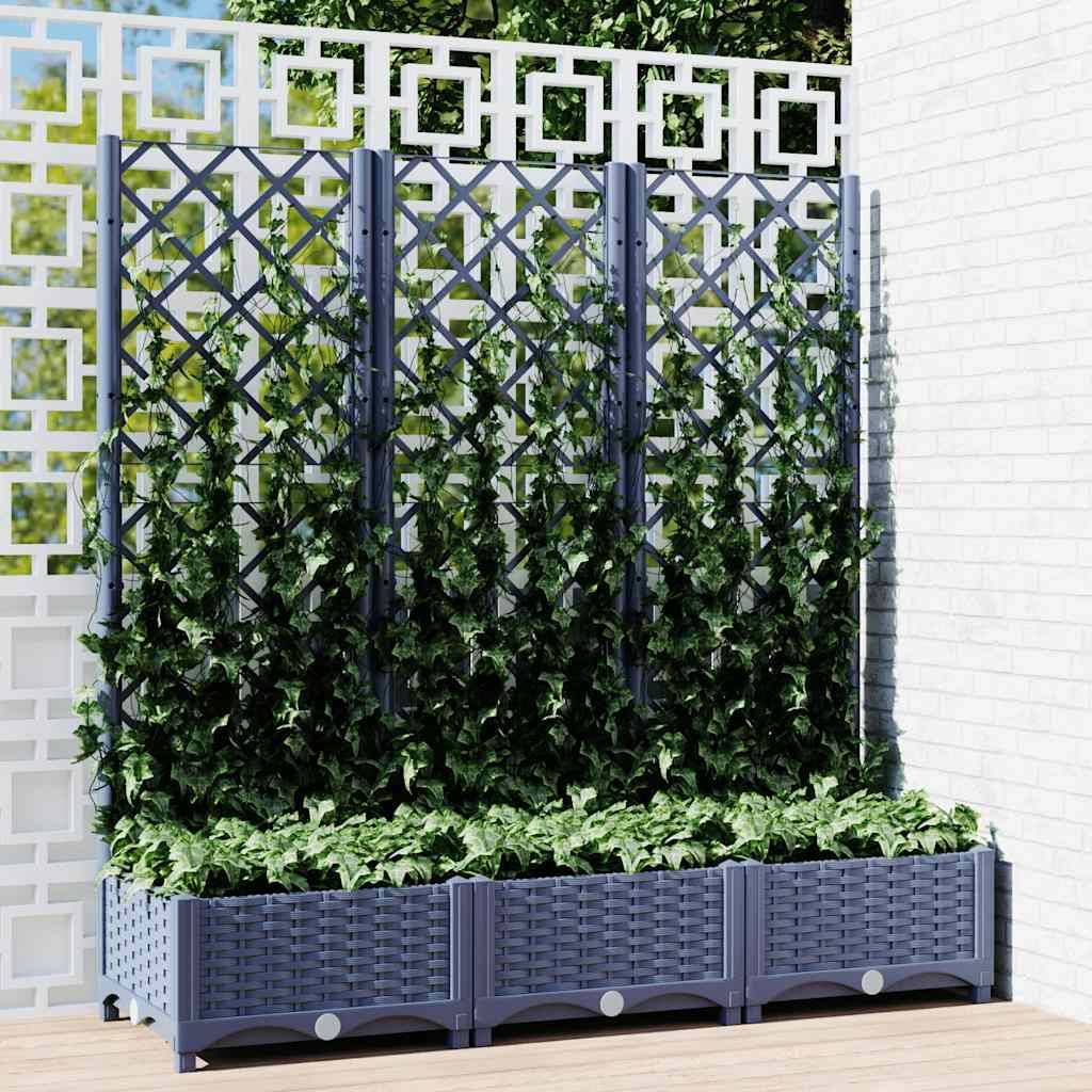 Vidaxl - Jardinière avec treillis bleu gris 120x40x121,5 cm PP vidaXL 318252 - Image 1