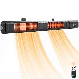 Radiateur infrarouge mural IP65, télécommande, écran LED, minuterie, plusieurs niveaux de chauffe, finition noire