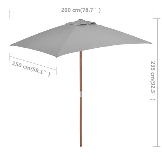 Helloshop26 - Parasol avec mât en bois 150 x 200 cm anthracite - Image 7