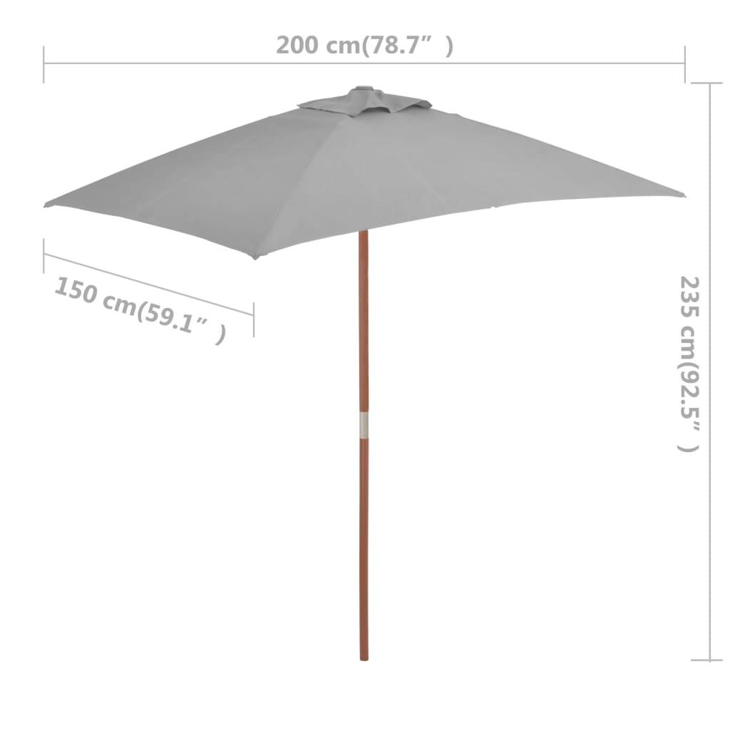 Helloshop26 - Parasol avec mât en bois 150 x 200 cm anthracite - Image 7