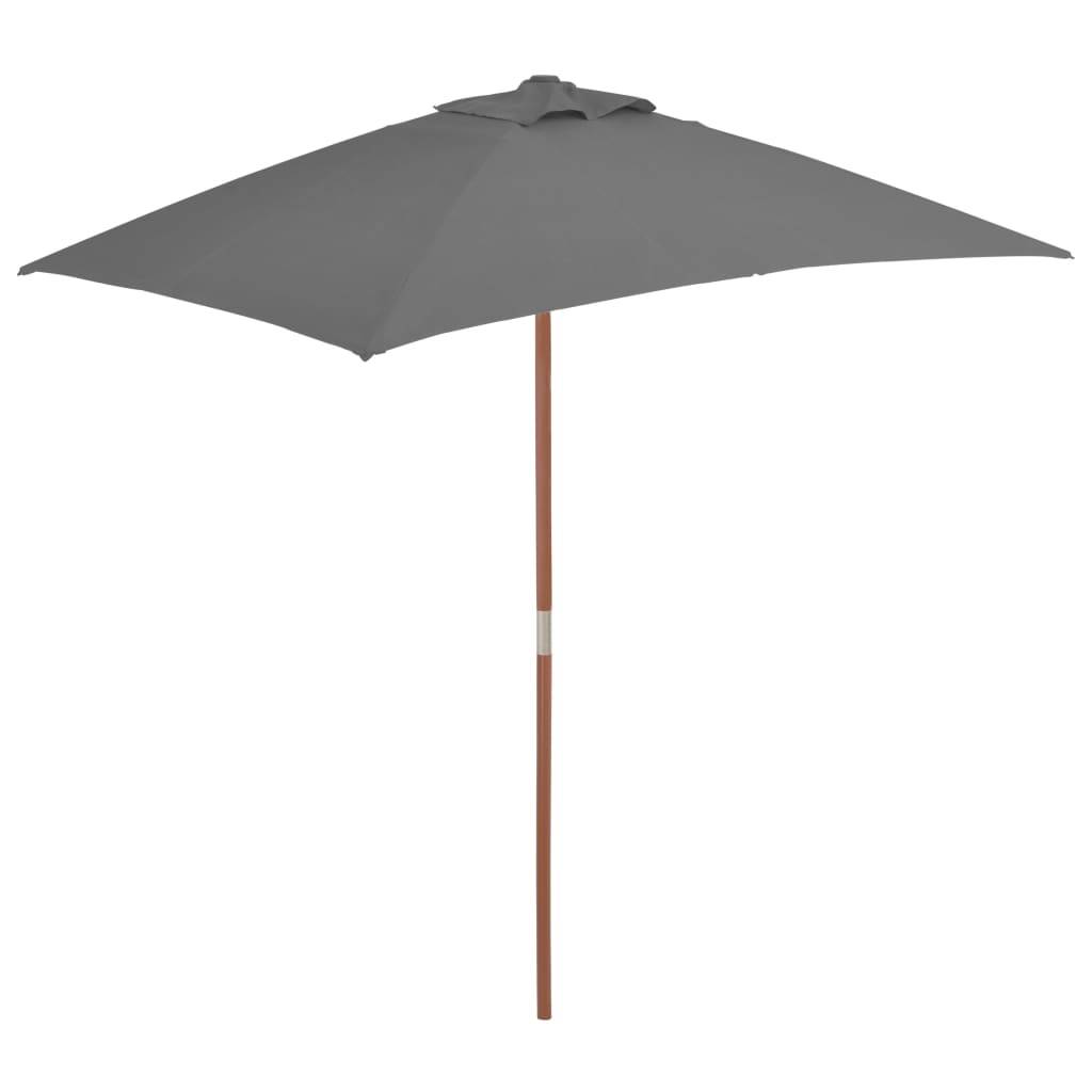 Helloshop26 - Parasol avec mât en bois 150 x 200 cm anthracite - Image 1