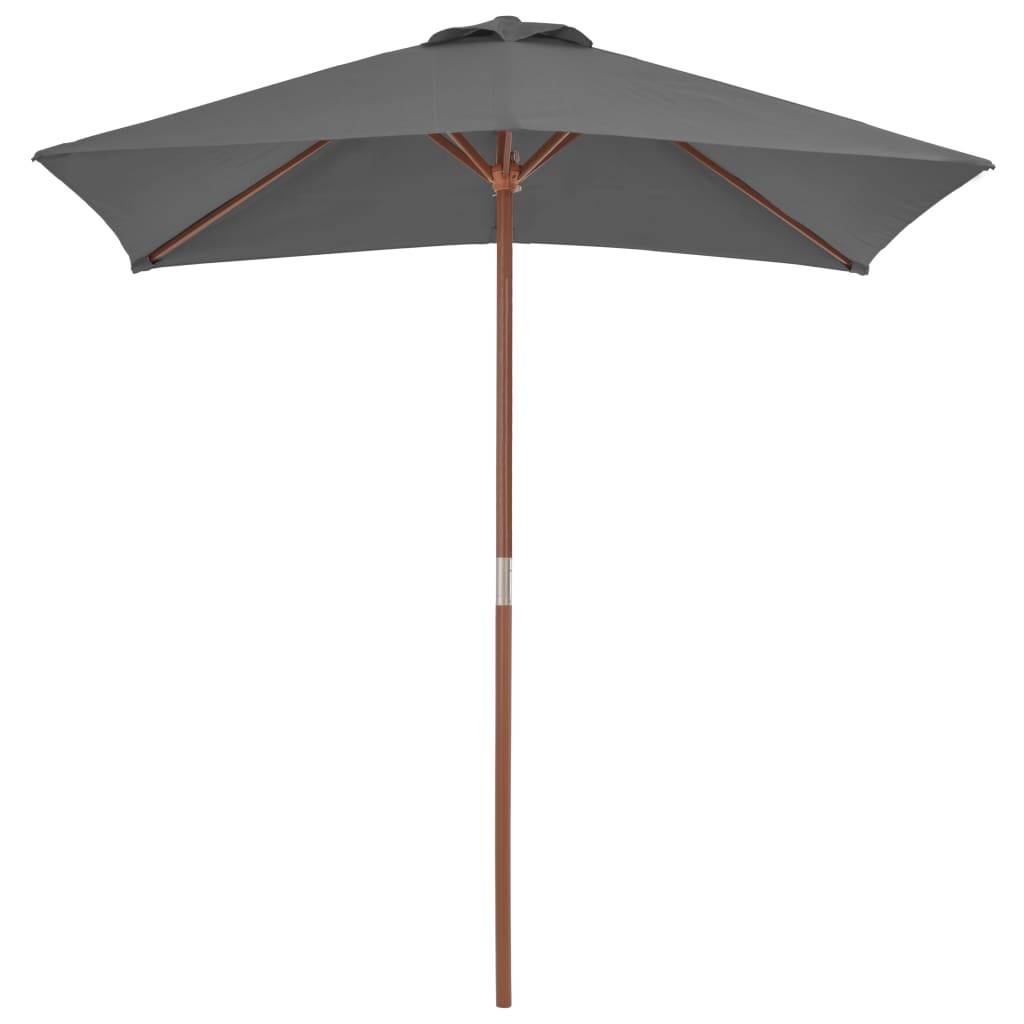 Helloshop26 - Parasol avec mât en bois 150 x 200 cm anthracite - Image 2