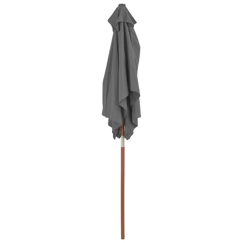 Helloshop26 - Parasol avec mât en bois 150 x 200 cm anthracite - Image 5