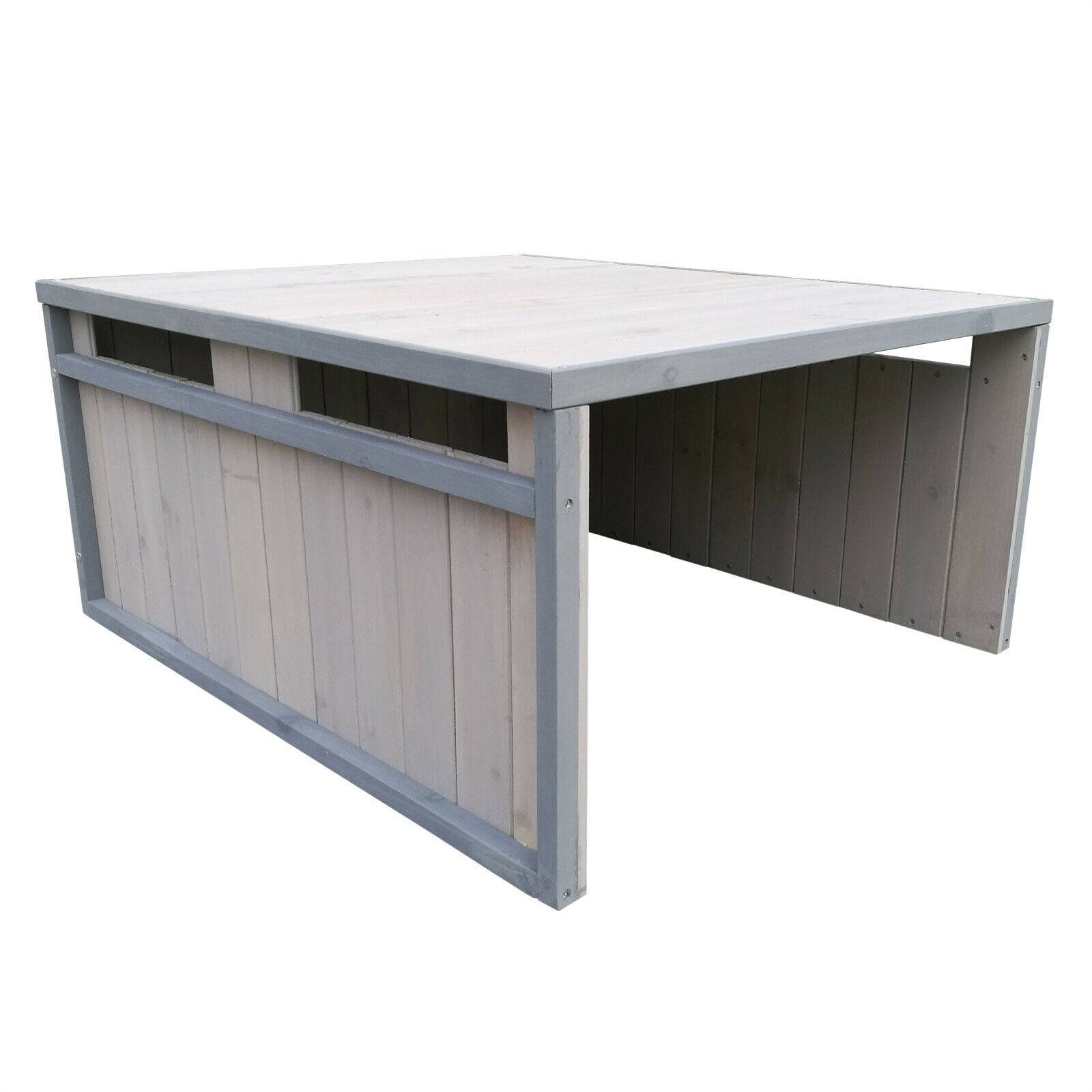 Helloshop26 - Garage robot tondeuse toit en pente bois massif abri 80 cm gris - Imagen 1