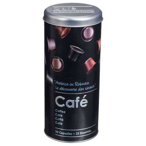 Boîte à capsules en métal Noir déco Relief Argent - Image 1
