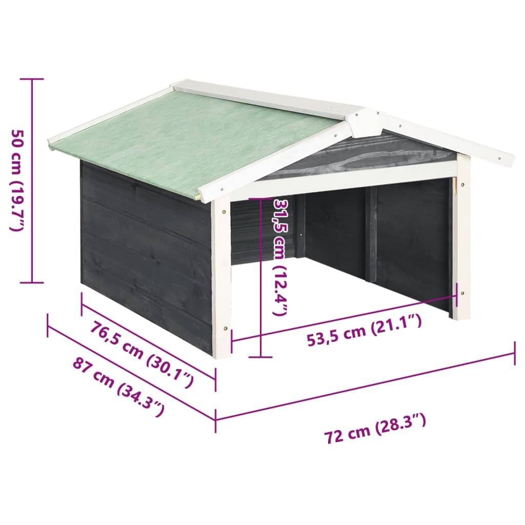PANGIVO - Garage de tondeuse à gazon bois de sapin gris et blanc 72 x 87 x 50 cm - PANGIVO - Image 9