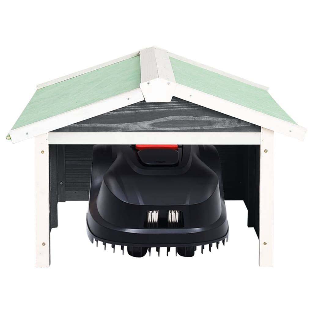 PANGIVO - Garage de tondeuse à gazon bois de sapin gris et blanc 72 x 87 x 50 cm - PANGIVO - Image 3
