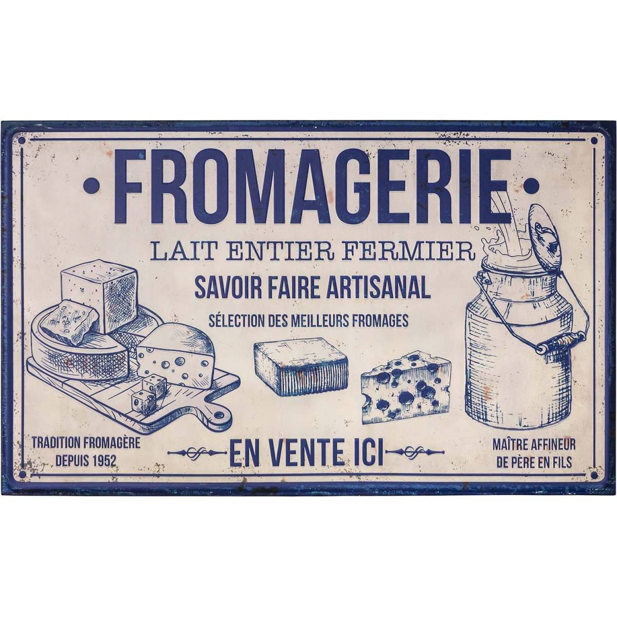 Antic Line Creations - Plaque décorative en fer Commerce 122.5 x 74 cm Fromagerie - Imagen 1