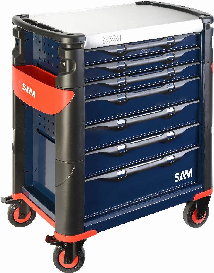 Servante grand volume 7 tiroirs SAM OUTILLAGE bleue plateau inox - 417HB