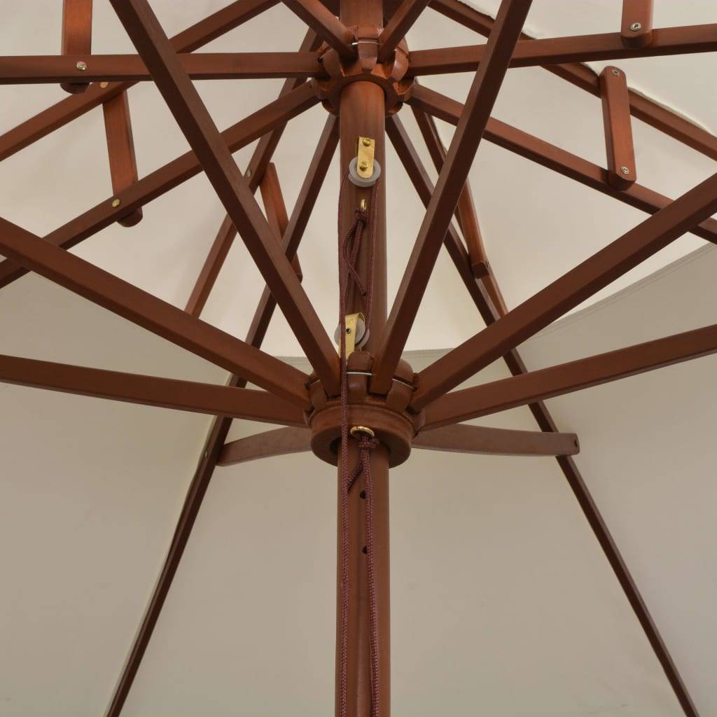 PANGIVO - Parasol à deux étages avec poteau en bois Blanc crème 270 x 270 x 2.59 cm - PANGIVO - Image 5