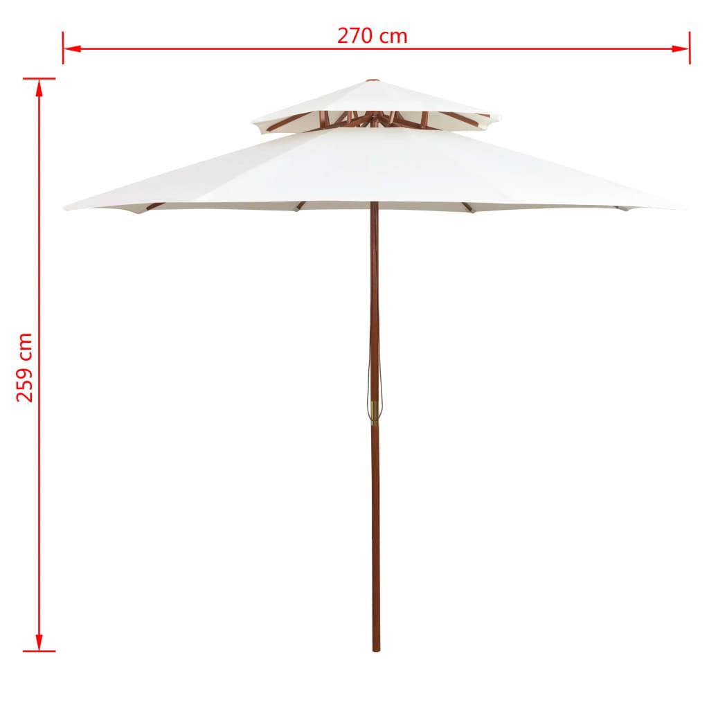 PANGIVO - Parasol à deux étages avec poteau en bois Blanc crème 270 x 270 x 2.59 cm - PANGIVO - Image 6