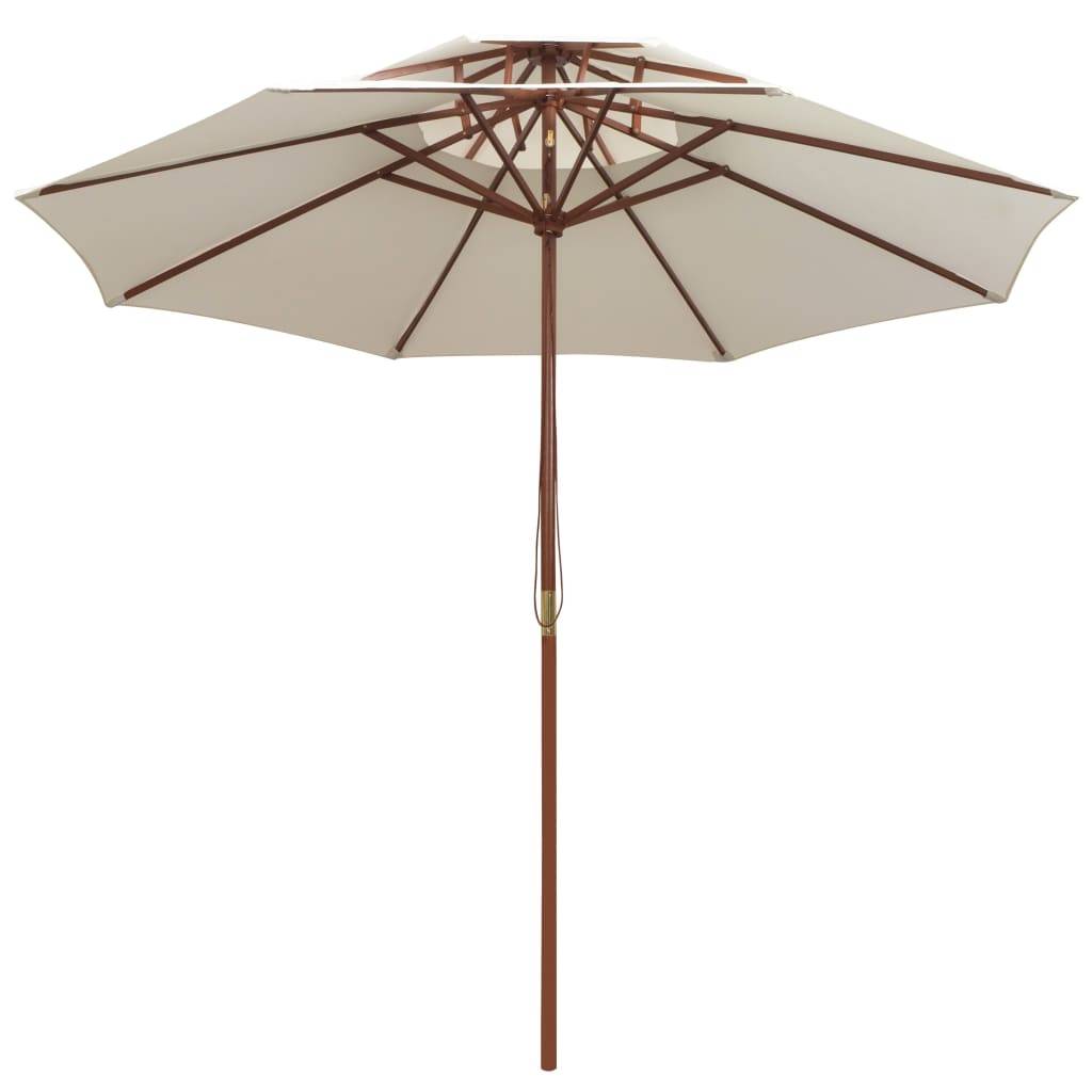 PANGIVO - Parasol à deux étages avec poteau en bois Blanc crème 270 x 270 x 2.59 cm - PANGIVO - Image 2