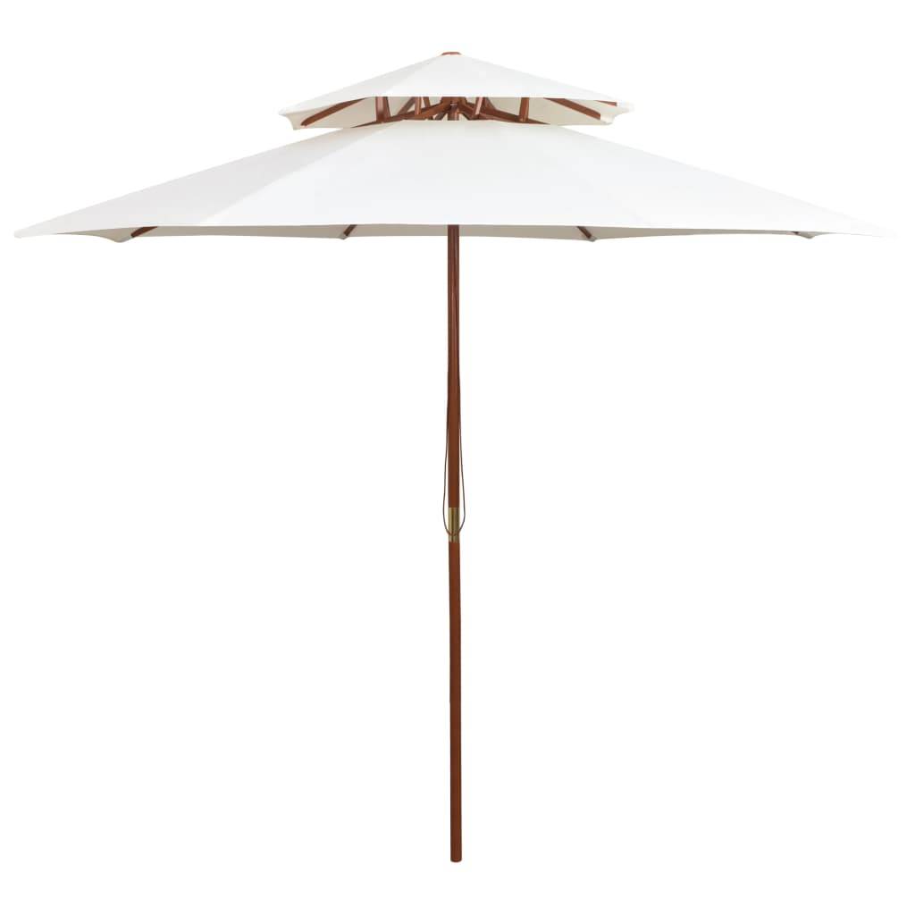PANGIVO - Parasol à deux étages avec poteau en bois Blanc crème 270 x 270 x 2.59 cm - PANGIVO - Image 1