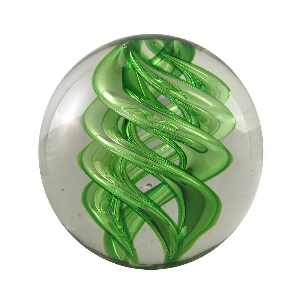 Presse papier sulfure "Tourbillons" en verre vert Ø.10 cm Chemin de campagne - Imagen 1