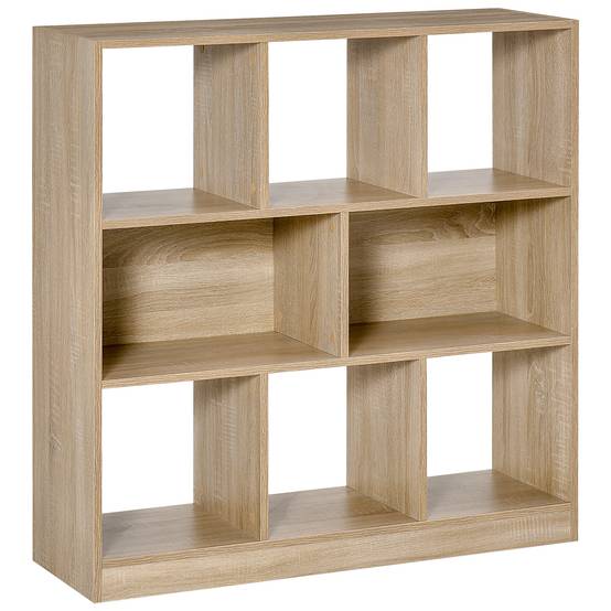 Bibliothèque autoportante, 8 étagères, 97,5 x 30 x 100 cm, aspect chêne - Image 1