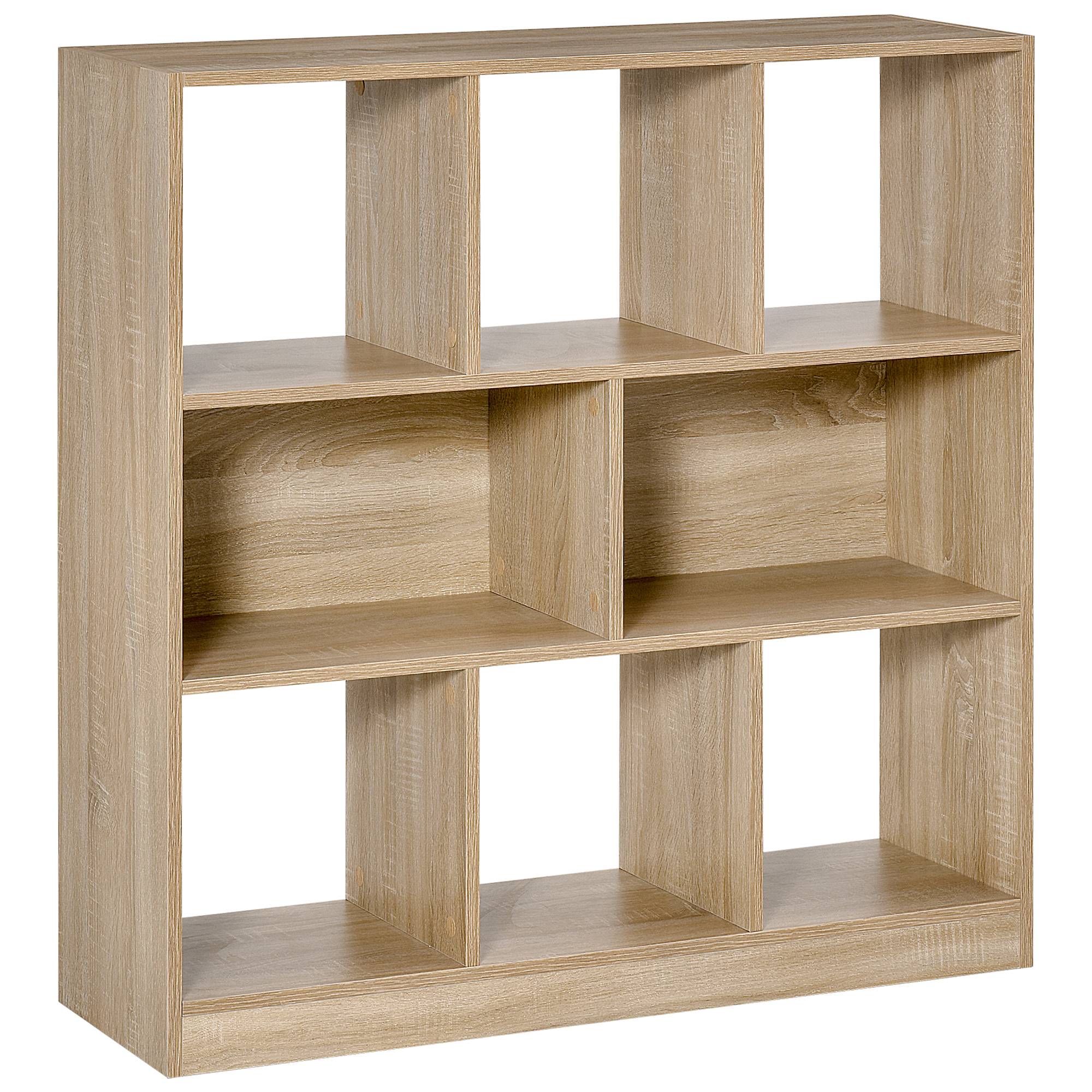 Bibliothèque autoportante, 8 étagères, 97,5 x 30 x 100 cm, aspect chêne - Image 1