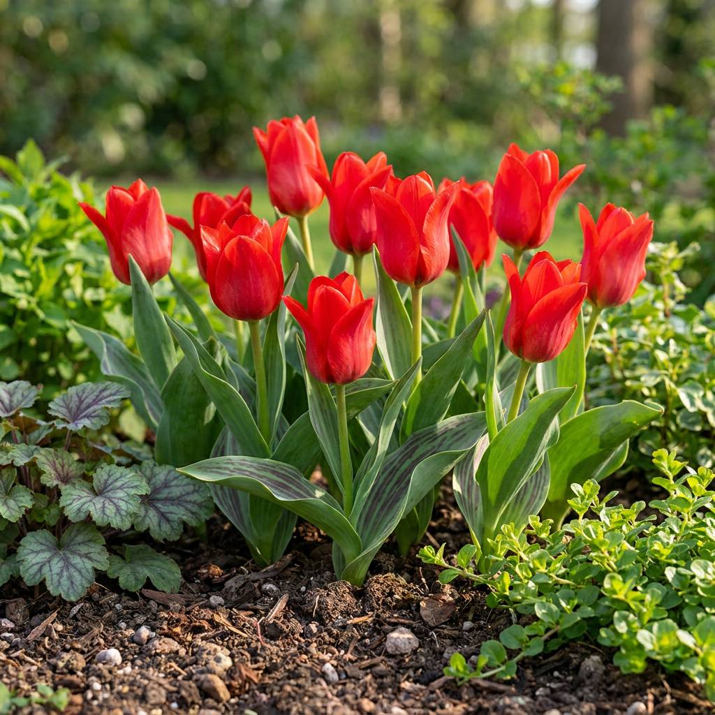 La Green Touch - Tulipe de Greig rouge - 15 bulbes - calibre 11/12 - Image 2