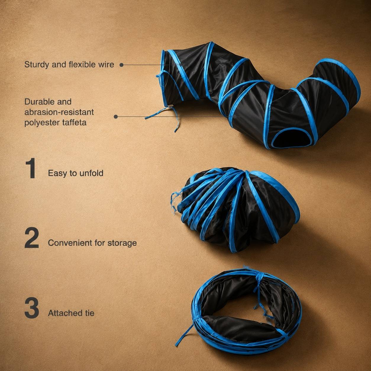 Tunnel de Jeu Interactif pour Chat S Forme Pliable Portable avec Trou de Visée et Bille Sonore - Image 6