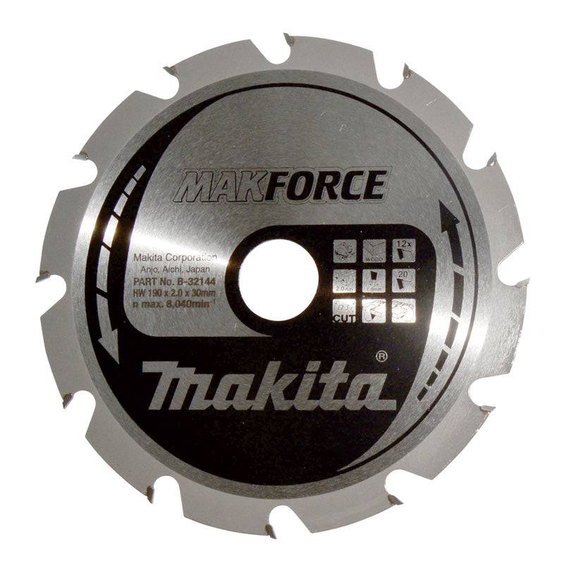 Makita - Lames carbure "MakForce", pour bois, pour scies circulaires MAKITA - taille Ø190 mm x 12 Dents - MAKITA ACCESSOIRES - Imagen 1