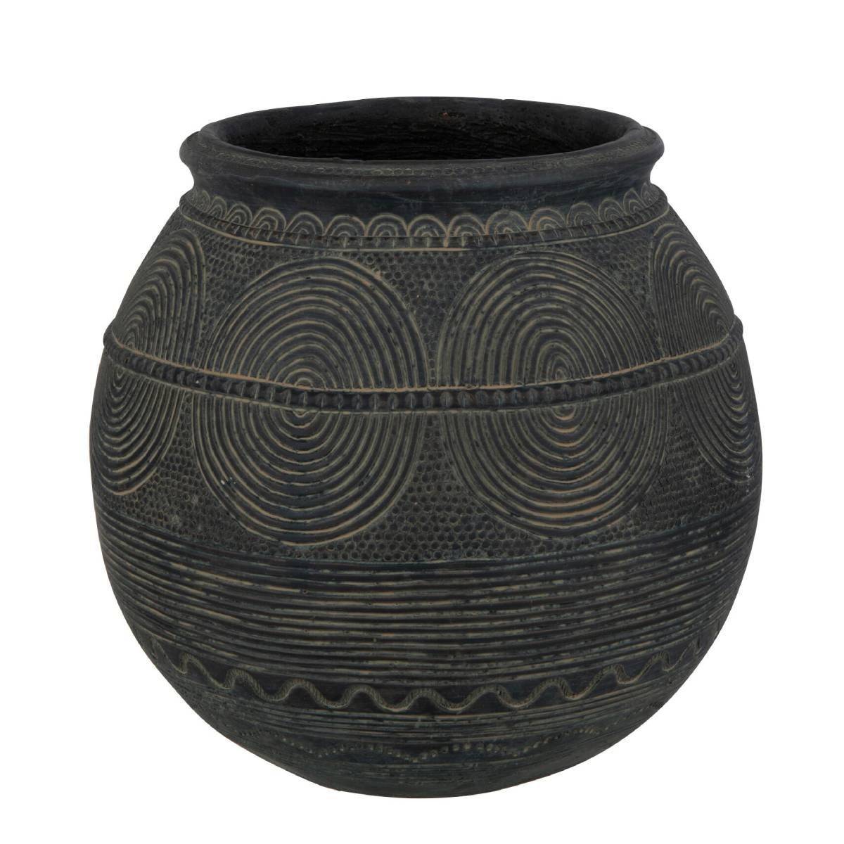 Vase Cruche en Ciment "Black Lombok" 29cm Noir - Image 1