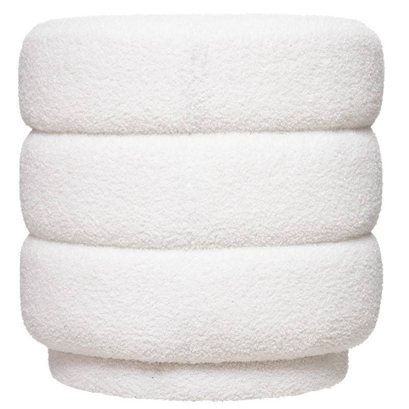 Atmosphera - Pouf "Sinan" bouclette blanc - Atmosphera Créateur d'intérieur - Image 3