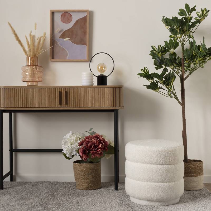 Atmosphera - Pouf "Sinan" bouclette blanc - Atmosphera Créateur d'intérieur - Imagen 2