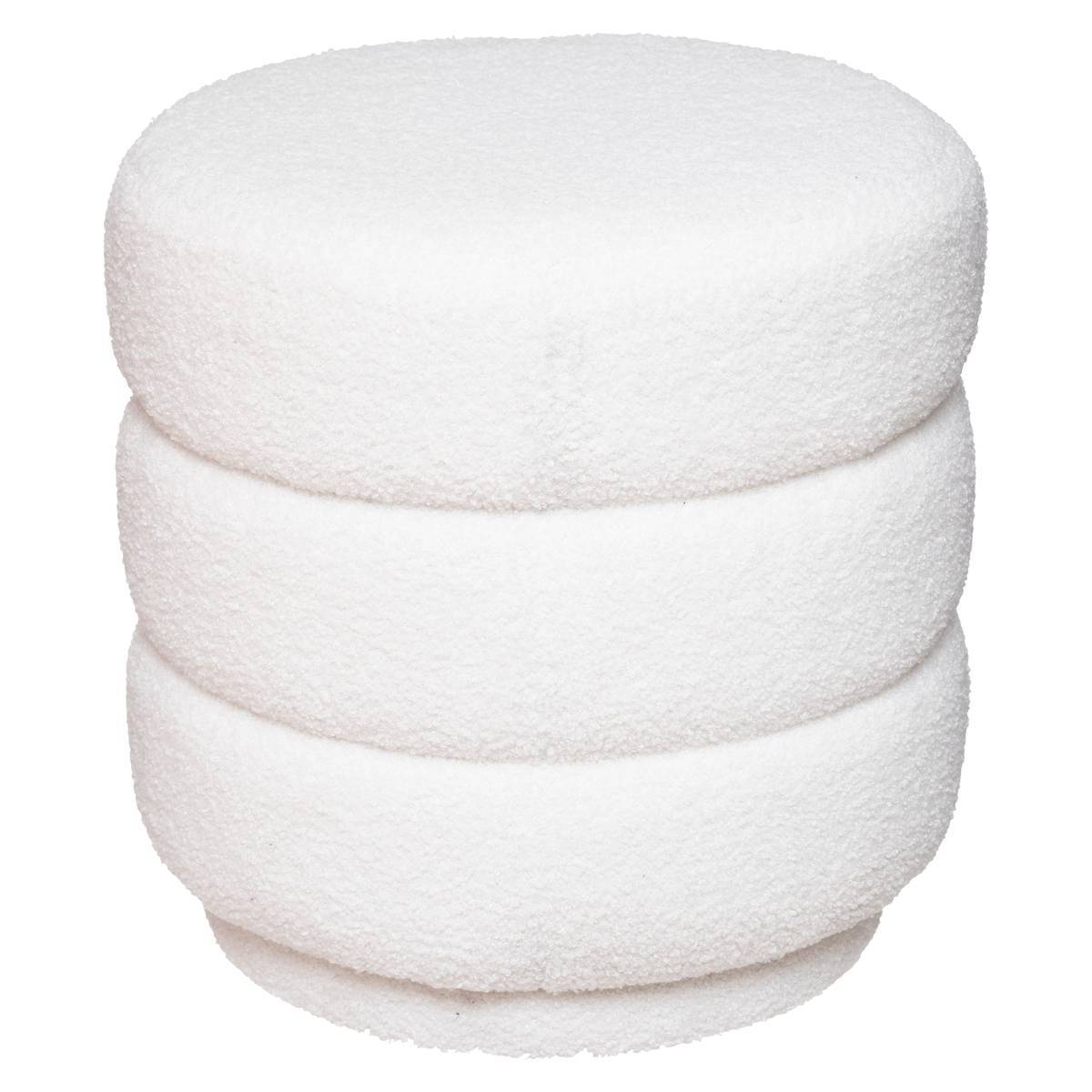 Atmosphera - Pouf "Sinan" bouclette blanc - Atmosphera Créateur d'intérieur - Image 1