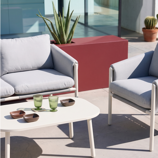 sweeek - Salon de jardin acier 4 places tissu gris - Kyo | sweeek - Image 3