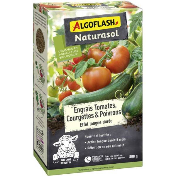 Algoflash - Engrais potager - ALGOFLASH NATURASOL - Tomates, courgettes, poivrons - Longue durée - 800 g - UAB