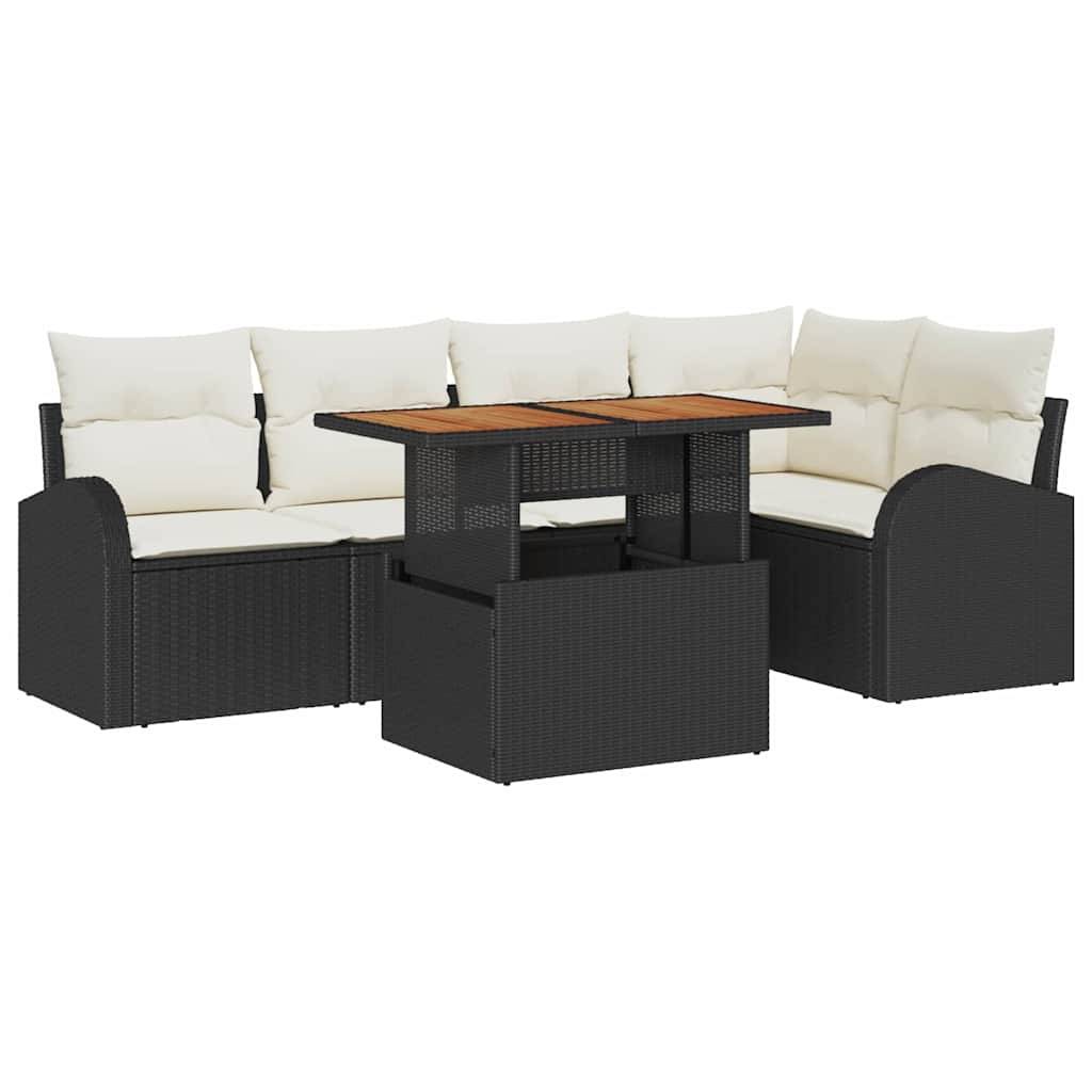 Salon de Jardin 5 Places en Poly Rotin avec Rangement et Table pour Terrasse Noir – ComfortXL Outdoor Living - Image 2