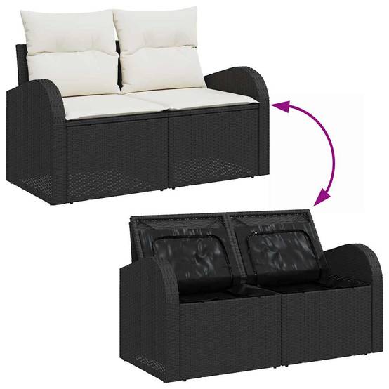 Salon de Jardin 5 Places en Poly Rotin avec Rangement et Table pour Terrasse Noir – ComfortXL Outdoor Living - Image 3
