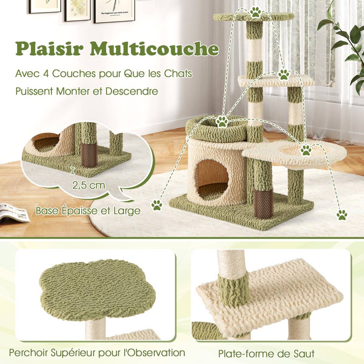 Maison Chic - Arbre à Chat de 97cm Tour Esthétique à Plusieurs Niveaux pour Chatons avec Condo Lit Coussin - Image 4