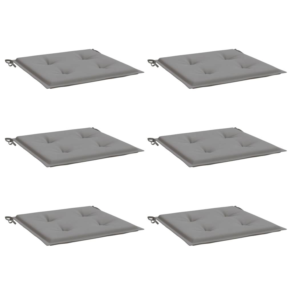 Coussins de chaise jardin lot de 6 gris 50x50x3 cm tissu oxford P149 MP347 - Image 3