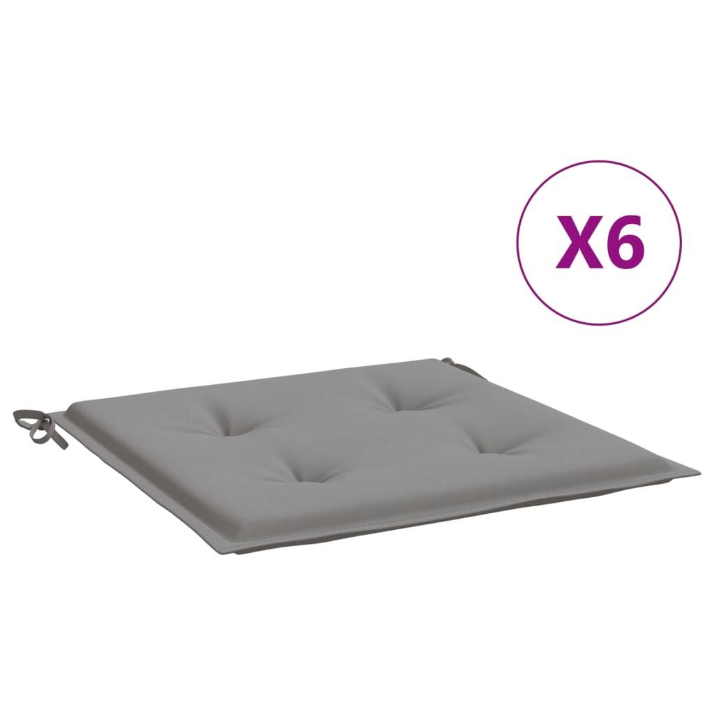 Coussins de chaise jardin lot de 6 gris 50x50x3 cm tissu oxford P149 MP347 - Image 1