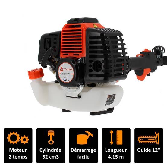 Gt Garden - Élagueuse thermique sur perche, 52 cm3, 3 CV, longueur 4.15 mètres - GT GARDEN - Image 2