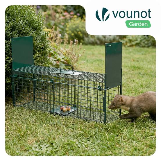Piege pour animaux vivants cage trappe en metal 80x26x34cm vert - Image 2