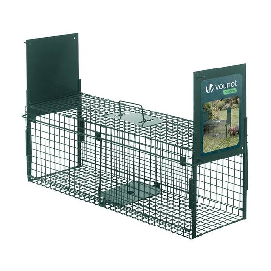 Piege pour animaux vivants cage trappe en metal 80x26x34cm vert - Image 1