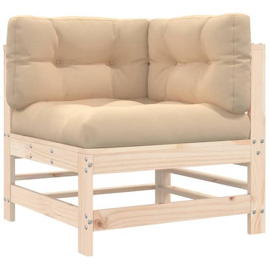 Lot de 2 Canapés d'angle en pin massif avec coussins beiges épais pour un salon de jardin modulable et confortable – ComfortXL Outdoor Living - Image 4