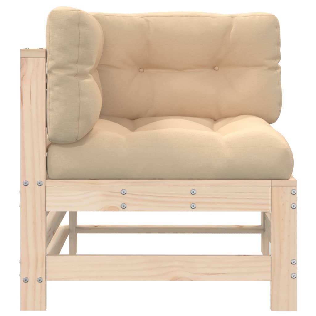 Lot de 2 Canapés d'angle en pin massif avec coussins beiges épais pour un salon de jardin modulable et confortable – ComfortXL Outdoor Living - Image 5