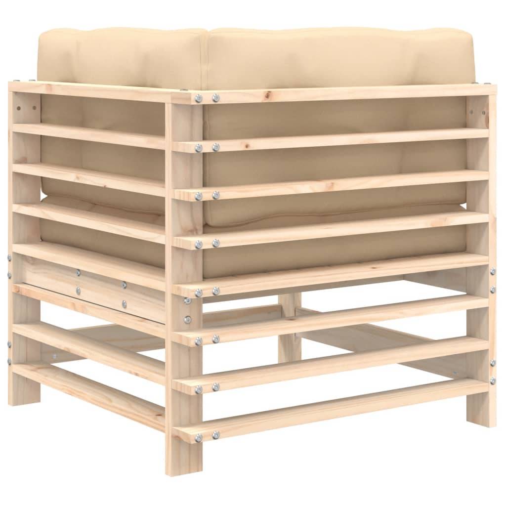Lot de 2 Canapés d'angle en pin massif avec coussins beiges épais pour un salon de jardin modulable et confortable – ComfortXL Outdoor Living - Image 7